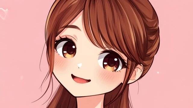 Gentle Smile Portrait: This artwork features a beautiful girl's face. The image features soft color and tender expression. The illustration capture innocence and emotion