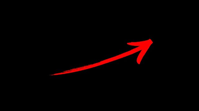 Hand-drawn marker arrow animation, Red marker Arrow animation on a transparent background.	
