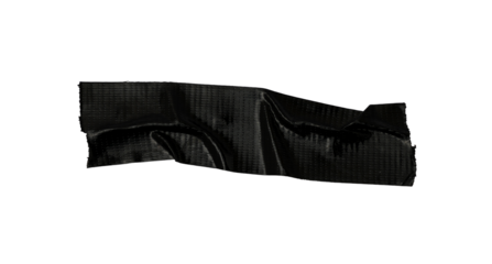 Black adhesive tape isolated on a transparent background, black sticky tapes isolated on a white background