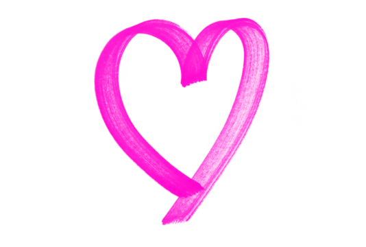 Pink Hand-Drawn Heart Brush Stroke Isolated on White Background