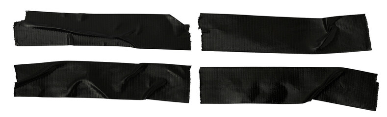 adhesive black tape PNG isolated on transparent background, Set of different black sticky tapes...