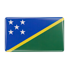 Embossed Rectangular Flag of the Solomon Islands Displayed with a Subtle Glowing Outline Against a Gradient Blue and Green Background Highlighting