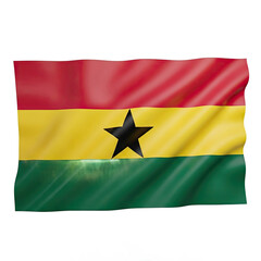 Ghanaian National Flag rendered with a realistic textured fabric effect showcasing the distinct horizontal bands of red gold and green with a
