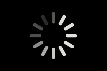 Obraz premium Simple loading icon with rotating design on black background for digital interface projects and software applications. concept of progress indicator, user experience, digital loading