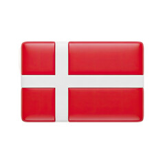 Glossy Rectangular Flag of Denmark Isolated on a Vibrant Red Background with Subtle White Highlights and a Gentle Glow Emphasizing the Iconic