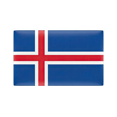 Glossy Rectangular Icelandic Flag Illuminated with Subtle Red Glow Against a Deep Blue Background A Symbol of National Pride and Scandinavian
