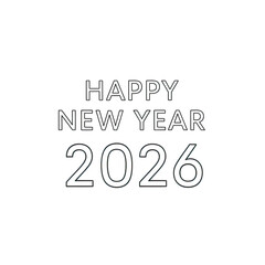 Happy New Year 2026 glowing metallic text with soft focus dark background and subtle color highlights a celebratory greeting for winter holiday