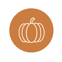 Pumpkin Line Art Illustration on Orange Circle 
