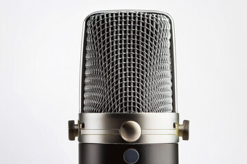 Isolated condenser microphone on a solid background, audio equipment for recording studio