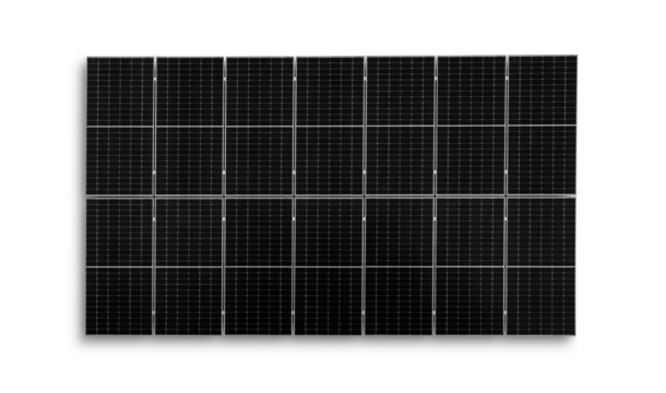 Solar panel isolated on transparent background. Photovoltaic cell system for renewable energy and sustainable technology concept.