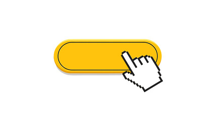 Click here and discover a world of possibilities with this trendy yellow call to action button and cursor, perfect for modern website design