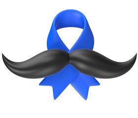 3D blue loop ribbon with black mustache symbol