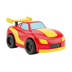 Vibrant Red and Yellow Sports Car with a Sleek Aerodynamic Design and Glowing Neon Outline Set Against a Fiery Orange and Yellow Gradient Background