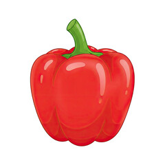 Vibrant Red Bell Pepper with a Glossy Sheen and Green Stem Against a Softly Blurred Gradient Background of Red and Green Tones Evoking a Fresh Garden