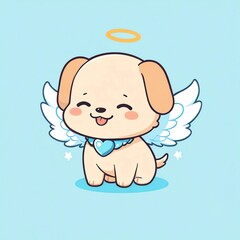 Cartoon angel dog with wings and halo