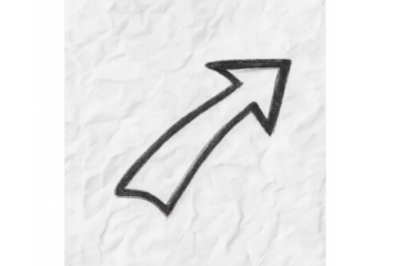 Hand drawing arrow on crumpled paper pointing up, illustrating growth, progress, upward movement, and success