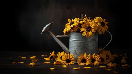 still life with yellow flowers