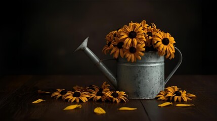 still life with yellow flowers