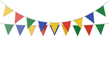 Obraz premium Colorful triangular flags strung together, creating a festive and celebratory atmosphere.