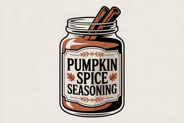 A jar filled with pumpkin spice, labeled "Pumpkin Spice Seasoning," evokes autumnal warmth and flavor.