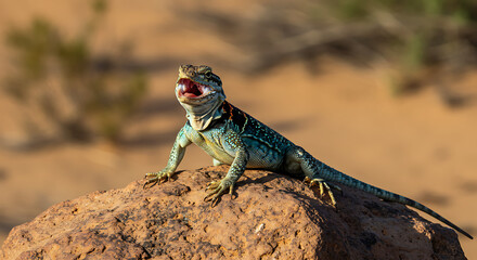 Collared Lizard in Desert Sun - Crotaphytus collaris