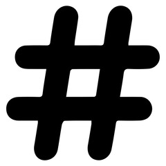 Hashtag Symbol Icon in Minimal Black Style