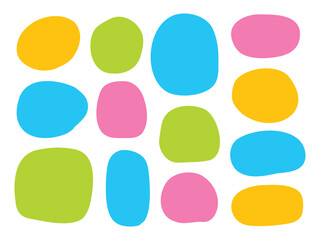 カラフルでゆるっとしたやわらかい丸のセット(ベクター)
