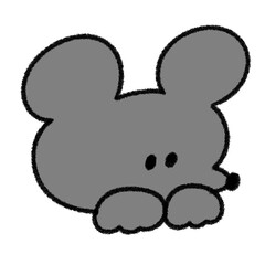 ゆるかわいい干支のねずみの手描きイラスト