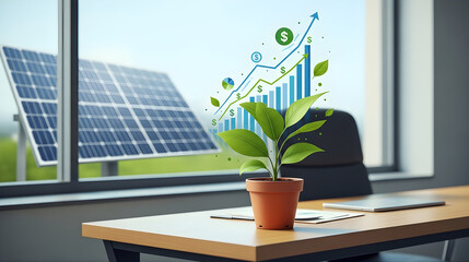 Organic Business Growth Illustrated with Plant and Financial Charts