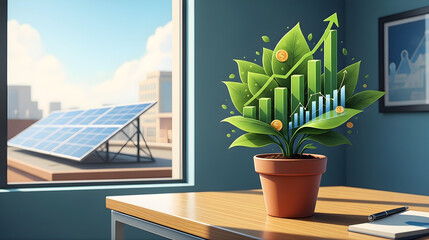 3D Bar Chart Showing Ascending Growth with Arrow Symbol