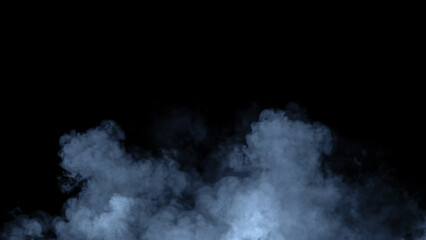 Abstract blue smoke, fog on isolated black background, creating a mysterious and backdrop, creating a dreamy, atmospheric effect for artistic