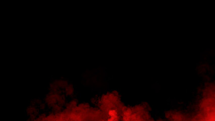 Abstract red smoke, fog on isolated black background, creating a mysterious and backdrop, creating a dreamy, atmospheric effect for artistic