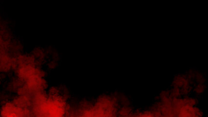 Abstract red smoke, fog on isolated black background, creating a mysterious and backdrop, creating a dreamy, atmospheric effect for artistic