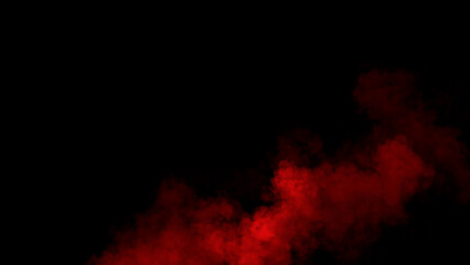 Abstract red smoke, fog on isolated black background, creating a mysterious and backdrop, creating a dreamy, atmospheric effect for artistic