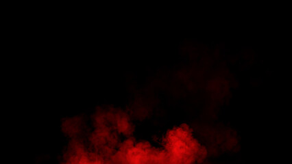 Abstract red smoke, fog on isolated black background, creating a mysterious and backdrop, creating a dreamy, atmospheric effect for artistic