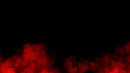 Abstract red smoke, fog on isolated black background, creating a mysterious and backdrop, creating a dreamy, atmospheric effect for artistic
