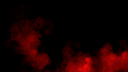 Abstract red smoke, fog on isolated black background, creating a mysterious and backdrop, creating a dreamy, atmospheric effect for artistic