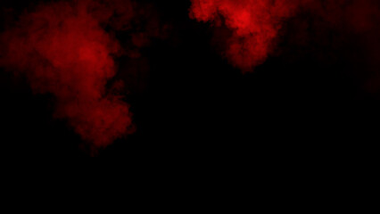 Abstract red smoke, fog on isolated black background, creating a mysterious and backdrop, creating a dreamy, atmospheric effect for artistic