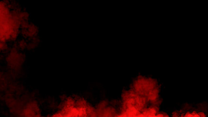 Abstract red smoke, fog on isolated black background, creating a mysterious and backdrop, creating a dreamy, atmospheric effect for artistic