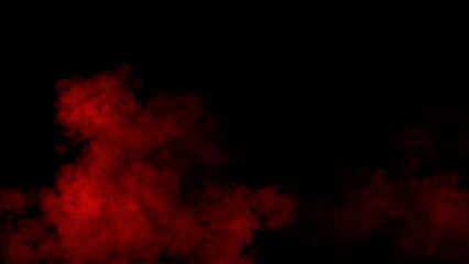 Abstract red smoke, fog on isolated black background, creating a mysterious and backdrop, creating a dreamy, atmospheric effect for artistic