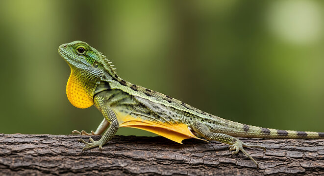 Flying Dragon Lizard in Display Pose- Draco volans