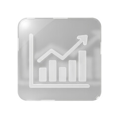 Business Growth Graph Button 3D Icon with Upward Trend