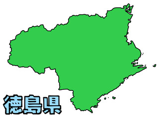 少しゆるい徳島県地図 書き文字 四国 西日本 / A loosely drawn map of Tokushima prefecture