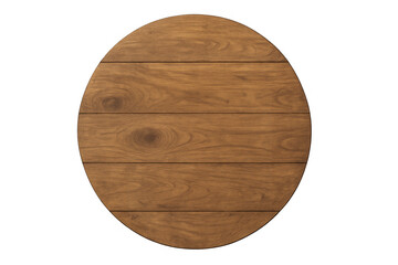 Round wooden board creating a natural textured background, empty plank surface for product display, transparent background with clipping path