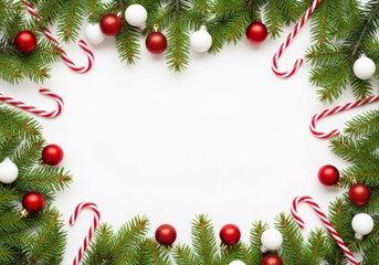 Christmas holiday background with festive decorations and copy space