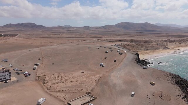 Aerial view of El Cotillo bay, fuerteventura. Canary islands - Perfect tourism presentation