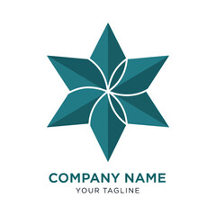 Obraz premium Abstract Teal Star Logo with Floral Center Design for Modern Company.