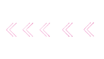 Distinct hand-drawn pink double chevron arrows pointing left, offering a minimalist artistic aesthetic for design and navigation