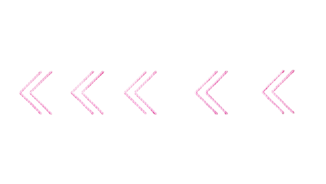 Distinct hand-drawn pink double chevron arrows pointing left, offering a minimalist artistic aesthetic for design and navigation