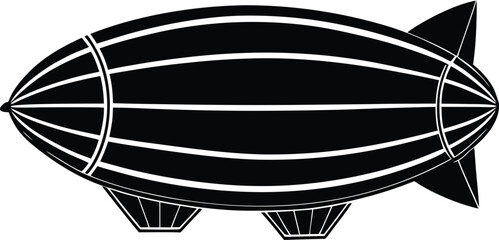 Airship silhouette vector illustration, zeppelin or blimp retro aviation design, minimal flat style © Evgenia